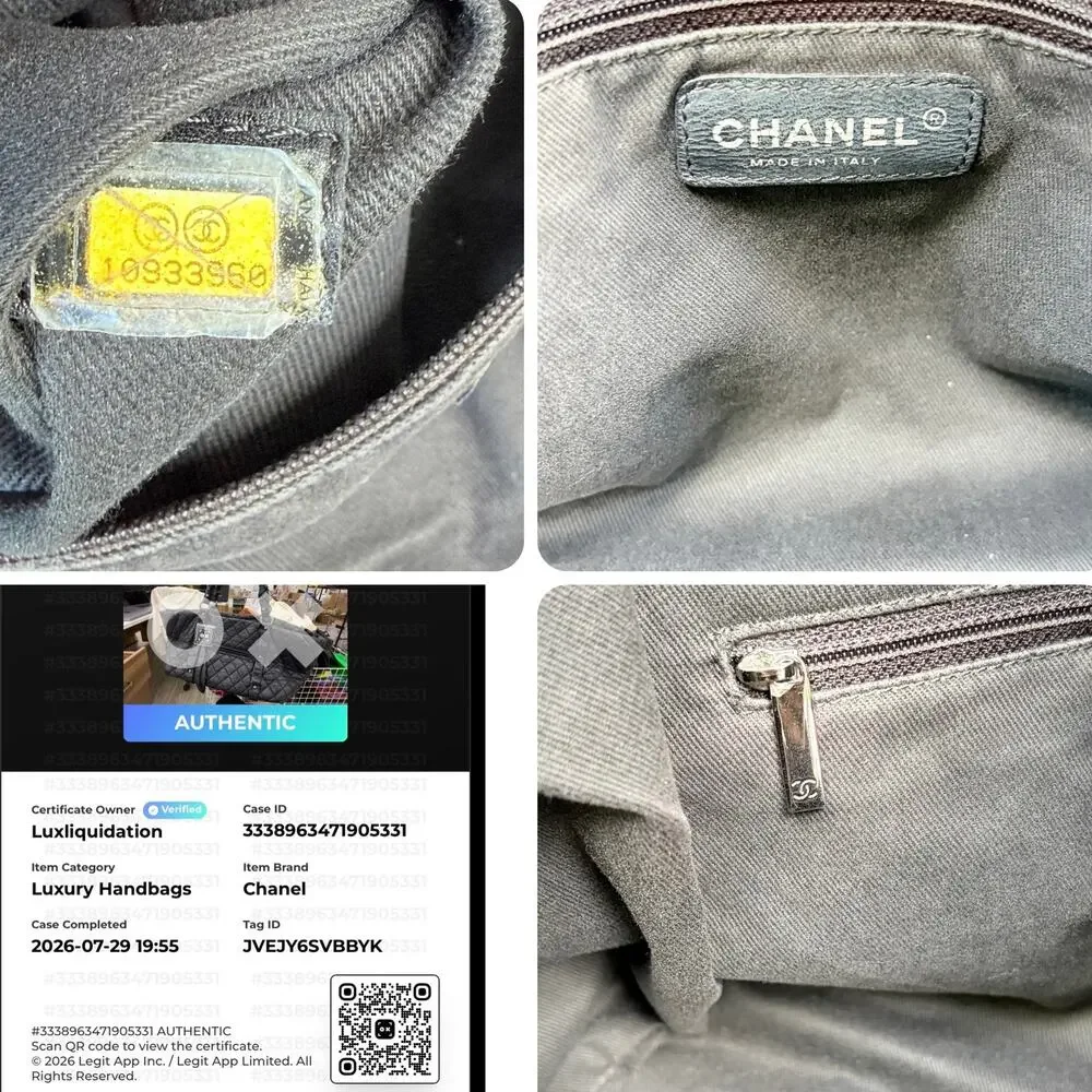 Chanel Lady Braid Black Aged Calfskin Quilted Duffel Tote Braided Chain w/ COA